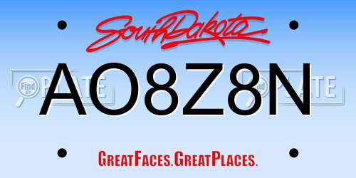 AO8Z8N South Dakota License Plate