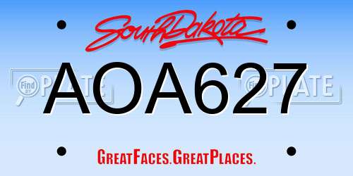 AOA627 South Dakota License Plate