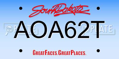 AOA62T South Dakota License Plate