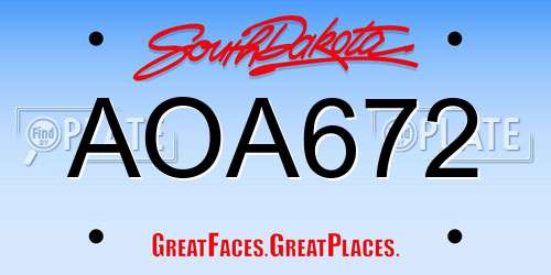 AOA672 South Dakota License Plate