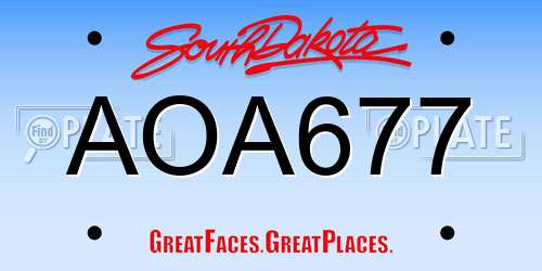 AOA677 South Dakota License Plate
