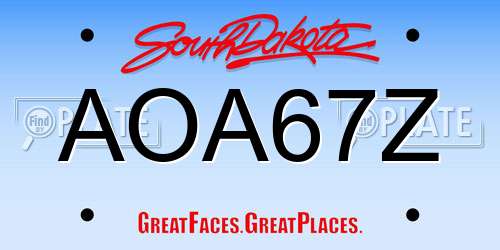 AOA67Z South Dakota License Plate