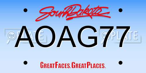 AOAG77 South Dakota License Plate