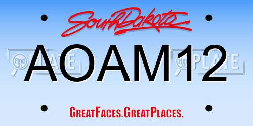 AOAM12 South Dakota License Plate