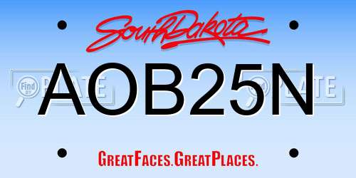 AOB25N South Dakota License Plate