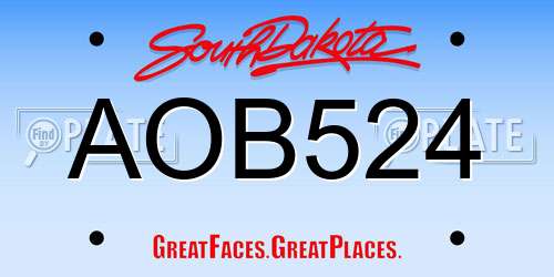 AOB524 South Dakota License Plate