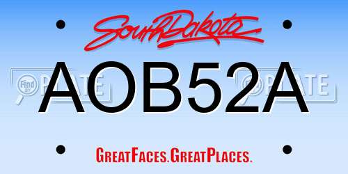 AOB52A South Dakota License Plate
