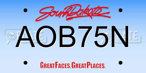 AOB75N South Dakota License Plate