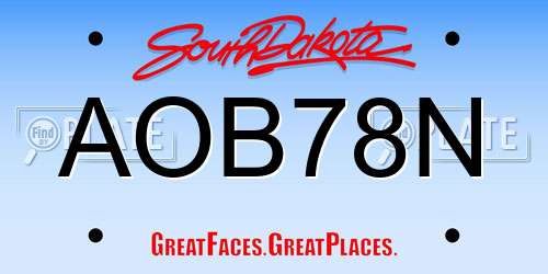 AOB78N South Dakota License Plate
