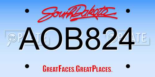 AOB824 South Dakota License Plate