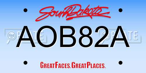AOB82A South Dakota License Plate