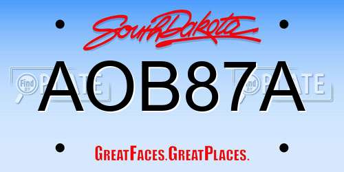 AOB87A South Dakota License Plate