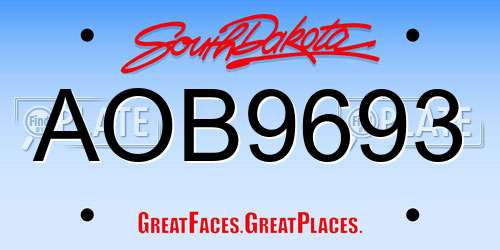 AOB9693 South Dakota License Plate