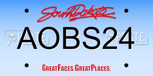 AOBS24 South Dakota License Plate