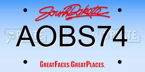 AOBS74 South Dakota License Plate