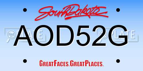 AOD52G South Dakota License Plate