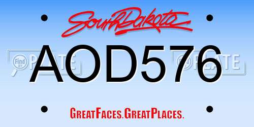 AOD576 South Dakota License Plate