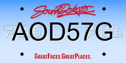 AOD57G South Dakota License Plate