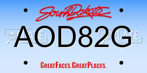 AOD82G South Dakota License Plate