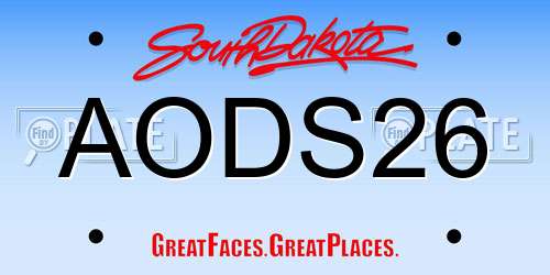 AODS26 South Dakota License Plate