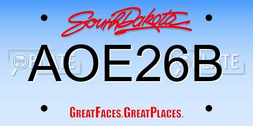AOE26B South Dakota License Plate