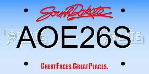 AOE26S South Dakota License Plate