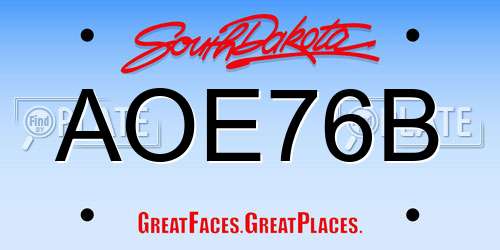 AOE76B South Dakota License Plate