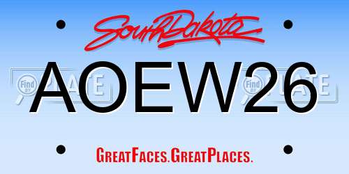 AOEW26 South Dakota License Plate