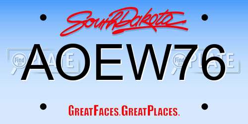 AOEW76 South Dakota License Plate