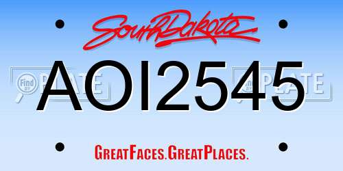 AOI2545 South Dakota License Plate