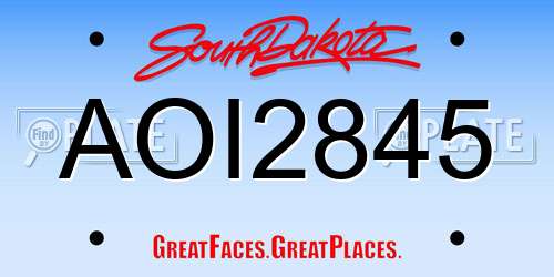 AOI2845 South Dakota License Plate