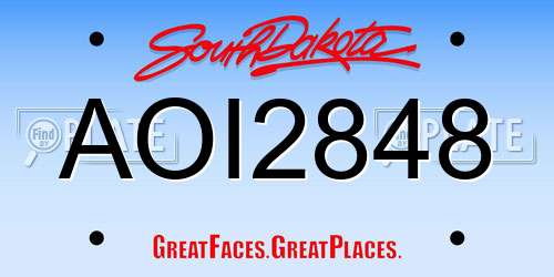 AOI2848 South Dakota License Plate