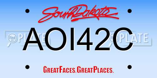 AOI42C South Dakota License Plate