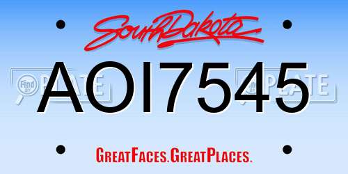 AOI7545 South Dakota License Plate