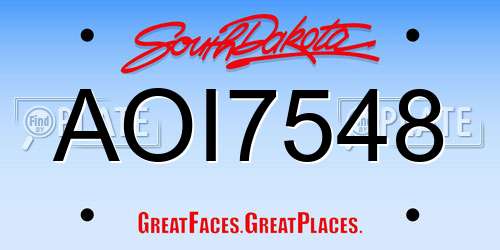 AOI7548 South Dakota License Plate