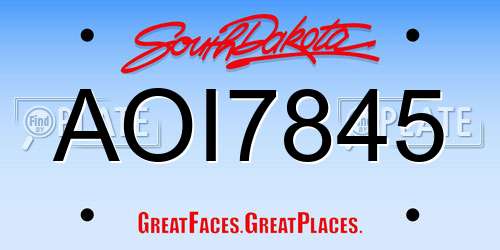 AOI7845 South Dakota License Plate