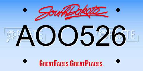 AOO526 South Dakota License Plate