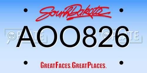 AOO826 South Dakota License Plate