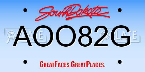 AOO82G South Dakota License Plate
