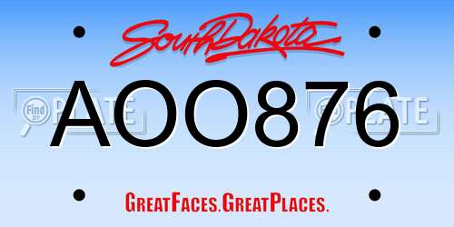 AOO876 South Dakota License Plate