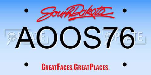 AOOS76 South Dakota License Plate