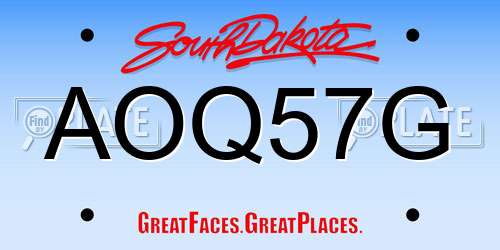 AOQ57G South Dakota License Plate