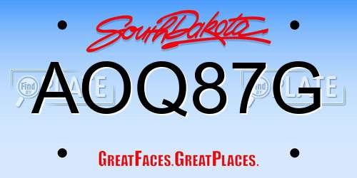 AOQ87G South Dakota License Plate