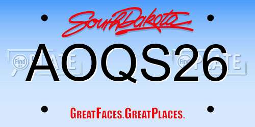 AOQS26 South Dakota License Plate