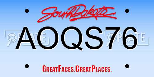AOQS76 South Dakota License Plate
