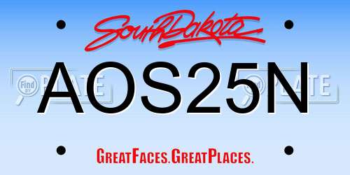 AOS25N South Dakota License Plate