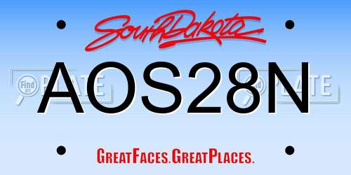 AOS28N South Dakota License Plate