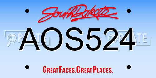 AOS524 South Dakota License Plate