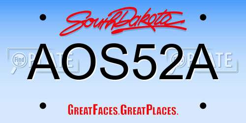 AOS52A South Dakota License Plate