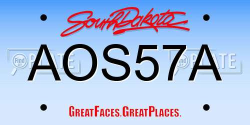 AOS57A South Dakota License Plate